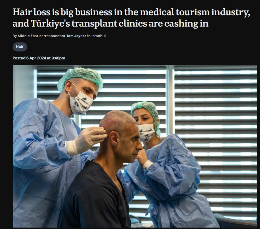 ABC News Australia report on hair transplant tourism in Türkiye, filmed at Smile Hair Clinic