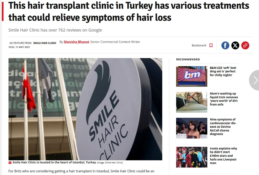 Liverpool Echo feature on Smile Hair Clinic in Istanbul